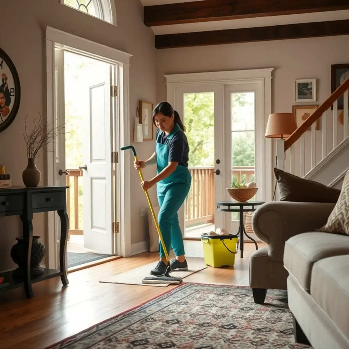 Professional cleaner working inside a White, New Jersey home