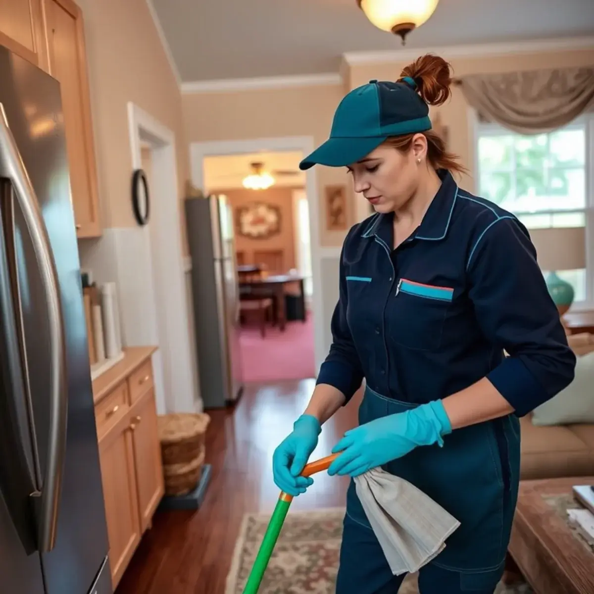 Professional cleaner working inside a Winfield, New Jersey home