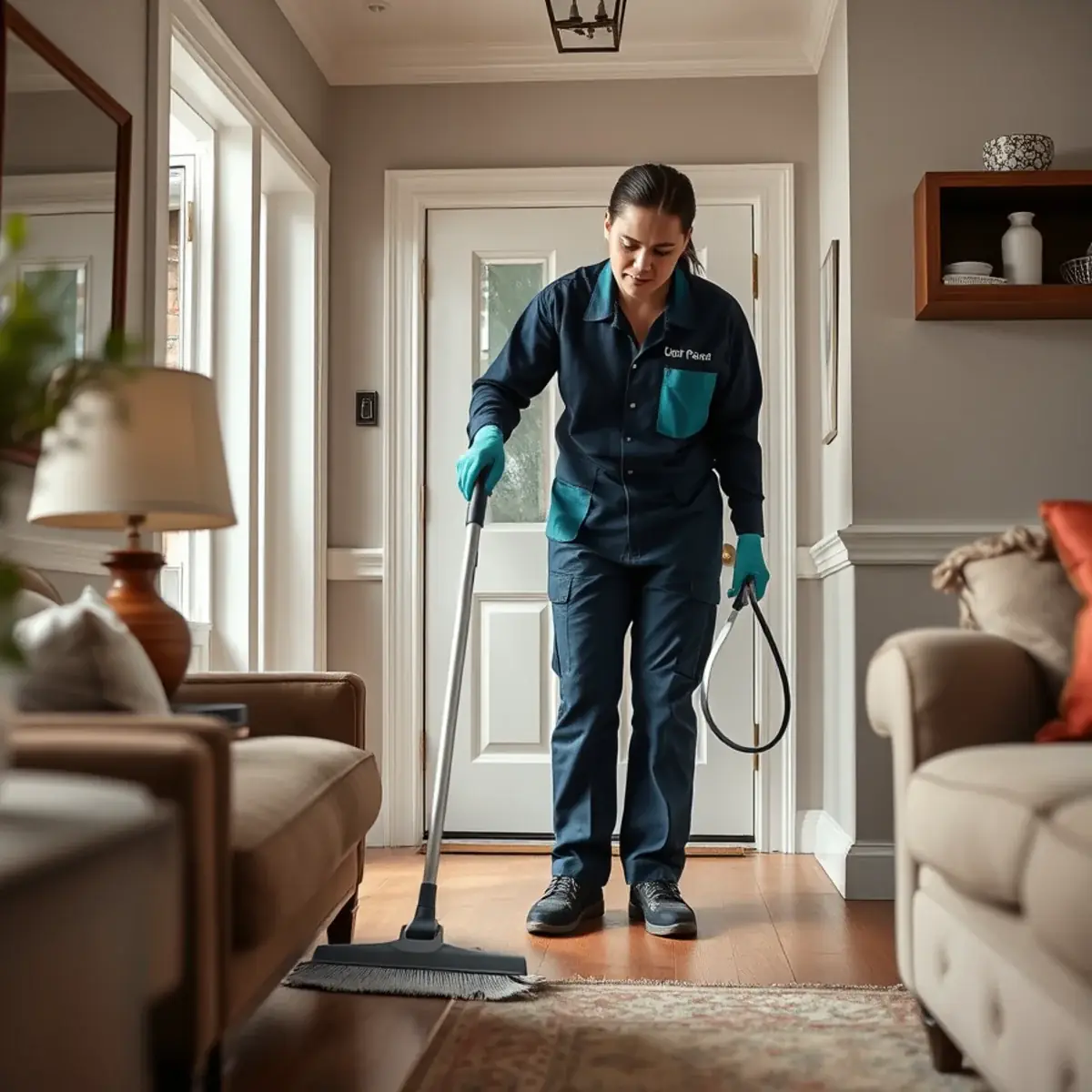 Professional cleaner working inside a Winslow, New Jersey home