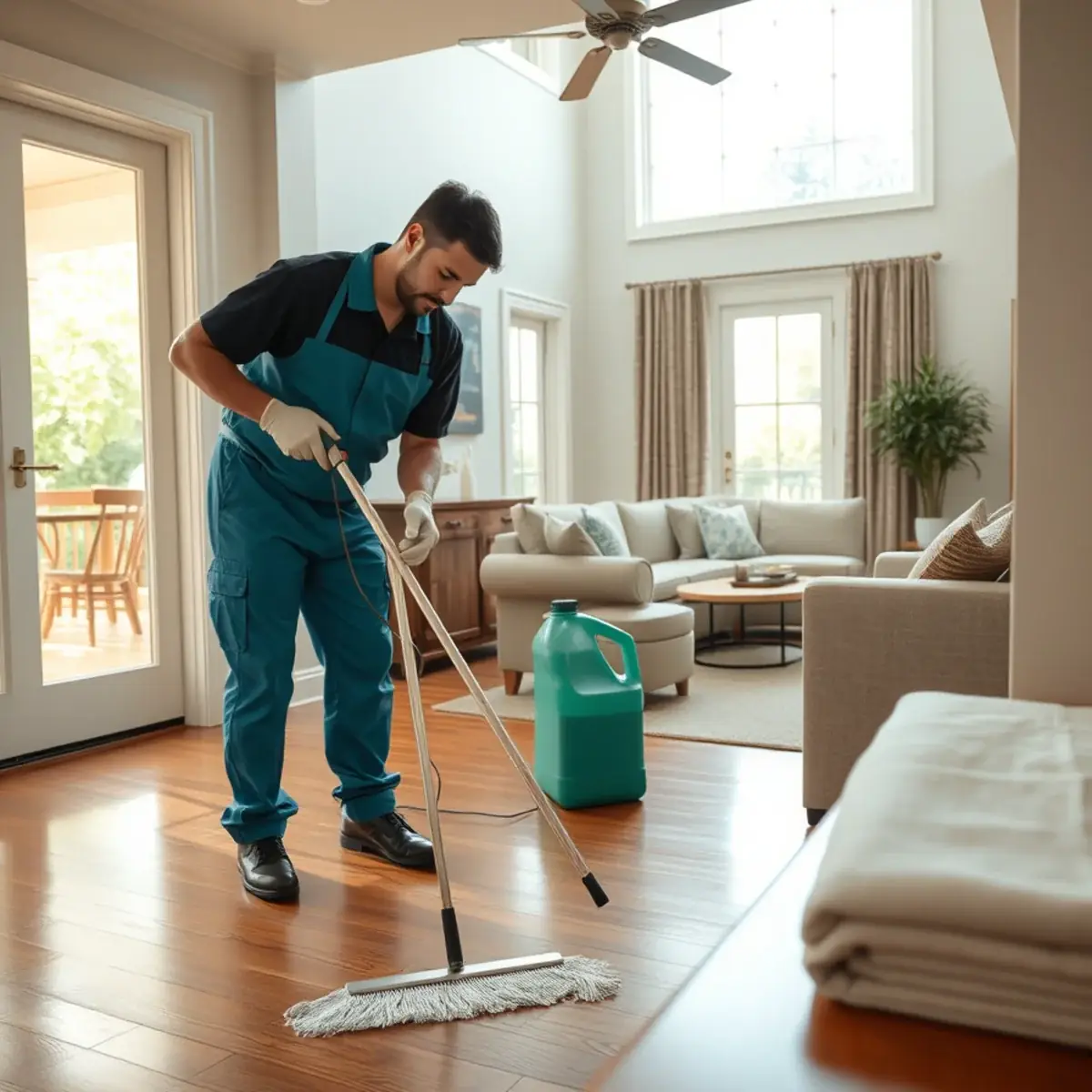 Professional cleaner working inside a Wood-Ridge, New Jersey home