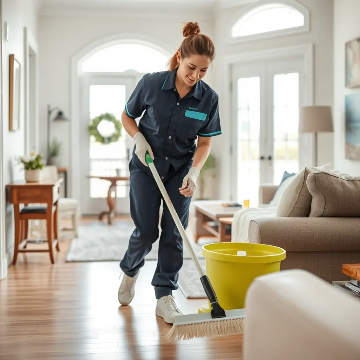 Professional cleaner working inside a Woodbine, New Jersey home