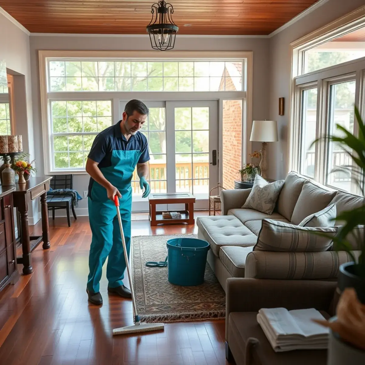 Professional cleaner working inside a Wyckoff, New Jersey home